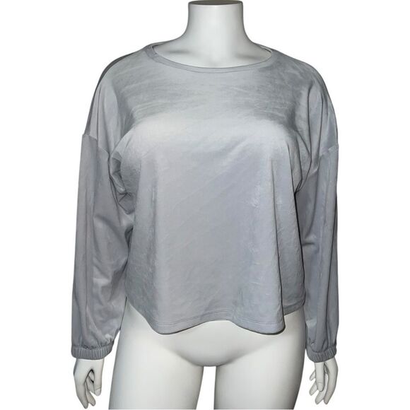 Old Navy Plus Size Cloud Cover Long-Sleeve Velvet Pajama Top Gray XXL NWOT - Picture 2 of 7